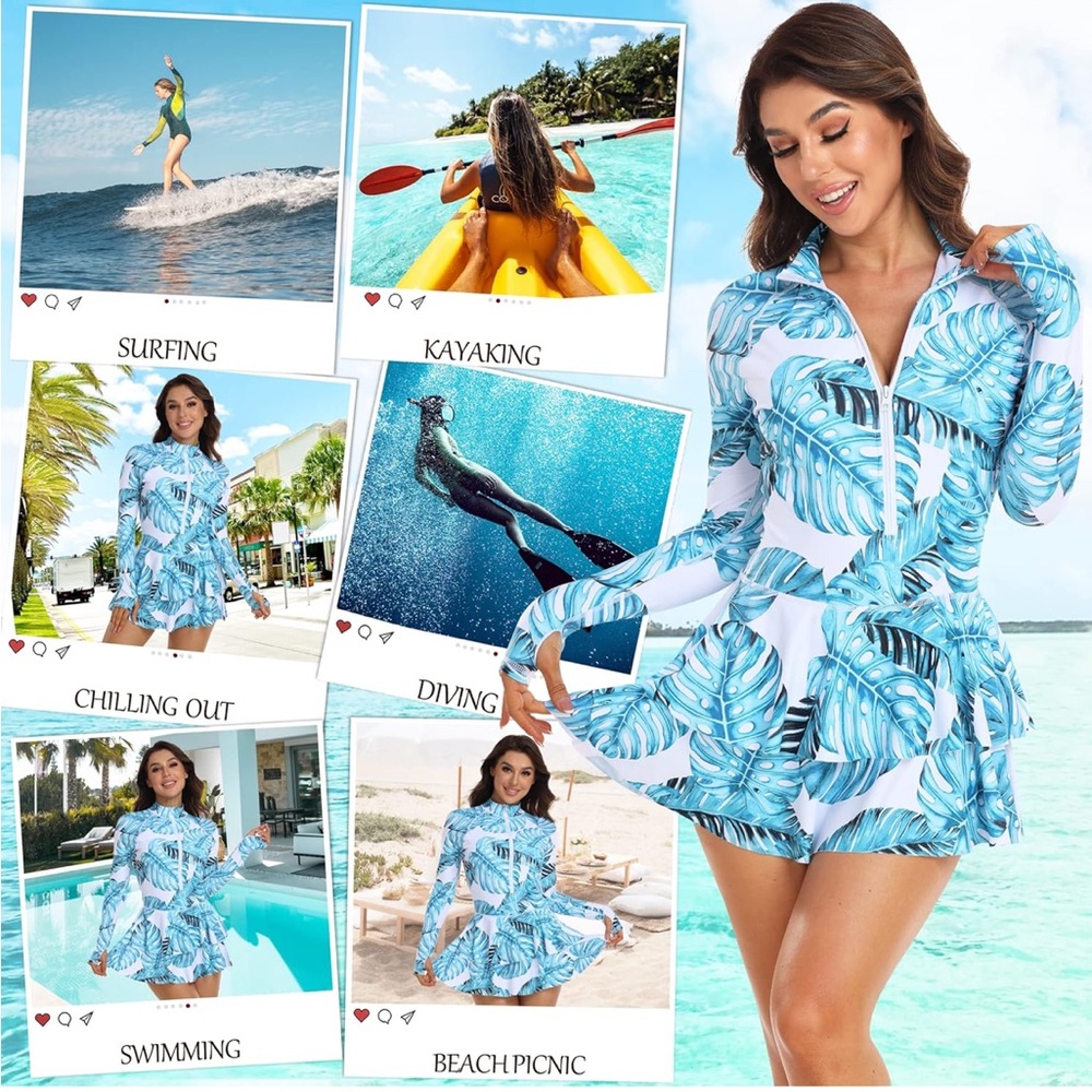 Long Sleeve Swimsuits UV UPF 50+ Swim - Picture 5 of 8